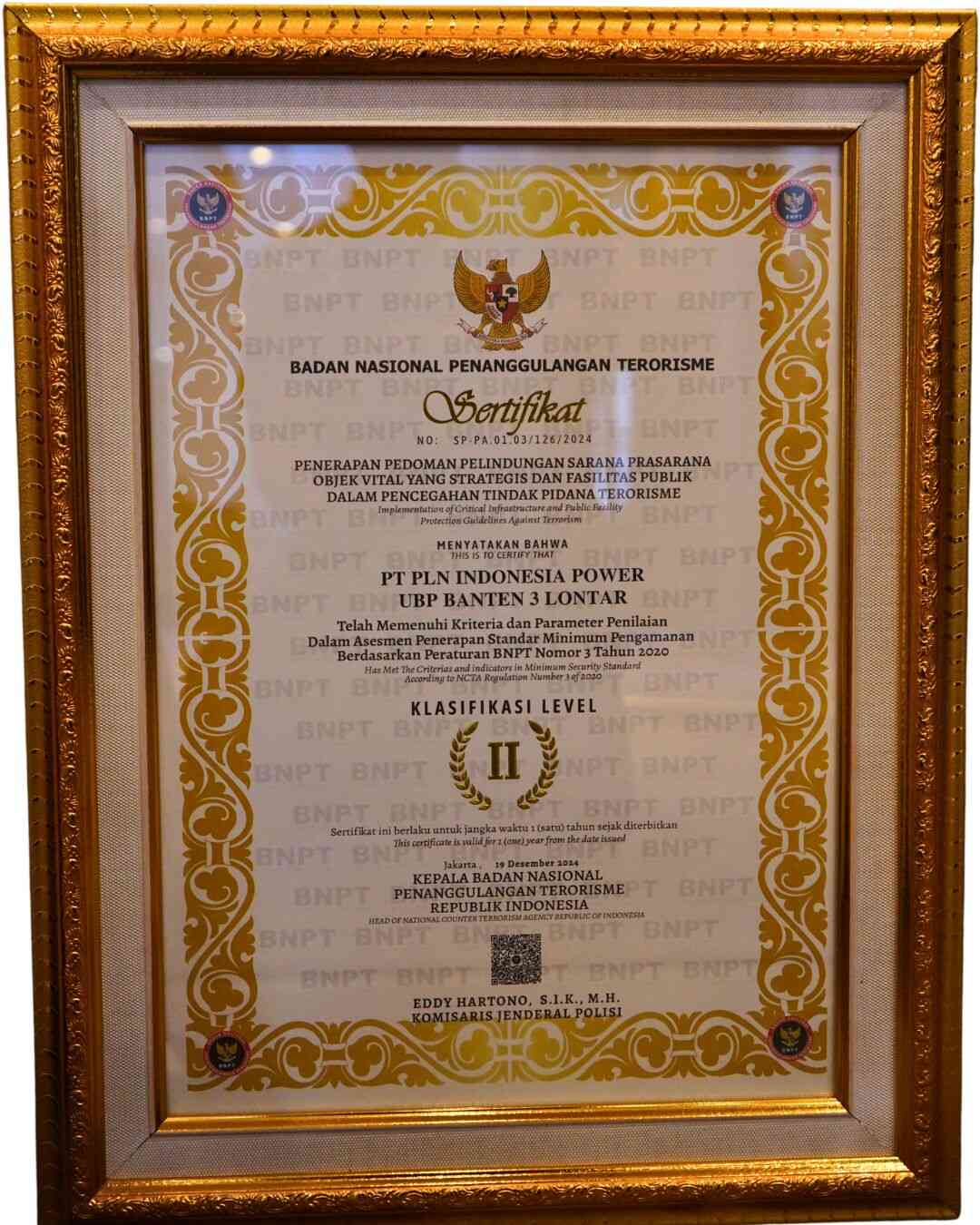 Sertifikat BNPT Banten 3 Lontar